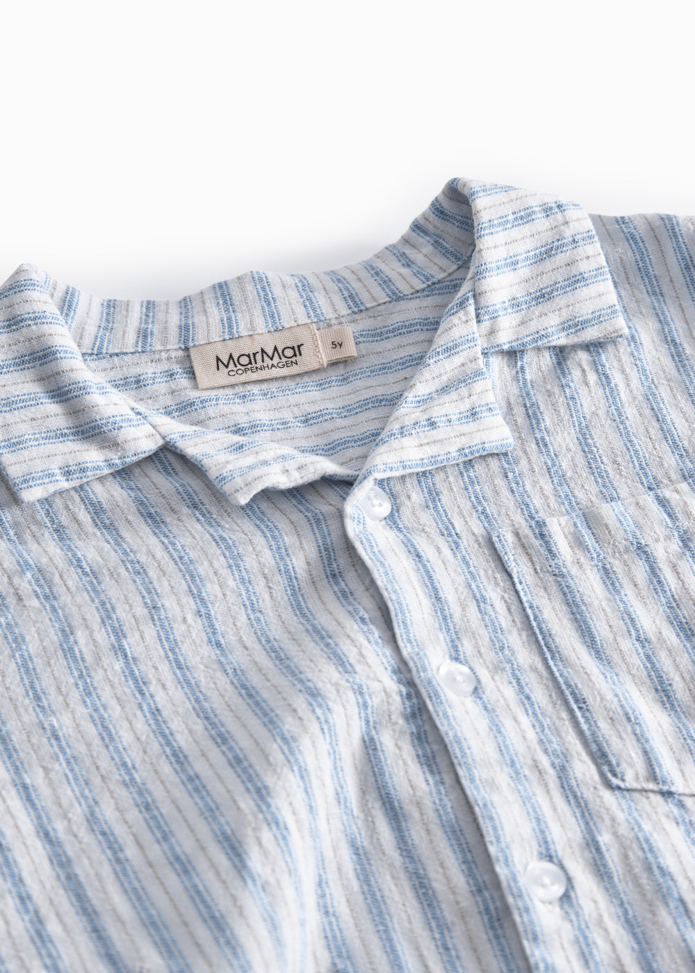 Blouse Tage - Linnen/katoen - Surf Blue Stripe - MarMar Copenhagen boven