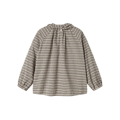 Blouse top Takari scarf - Biologisch katoen - Pilot Navy Check - Marmar Copenhagen achterkant