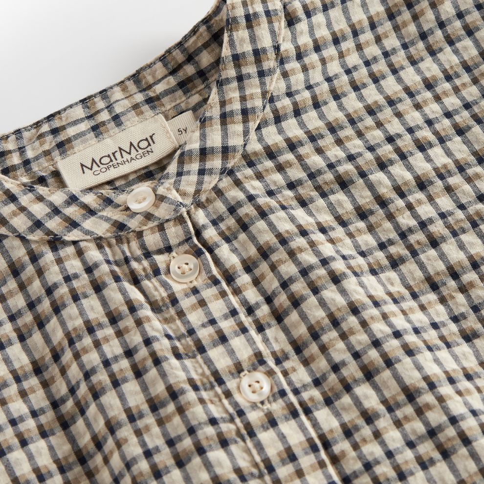 Overhemd top Tokyo - Biologisch katoen - Pilot Navy Check  - Marmar Copenhagen bovenkant