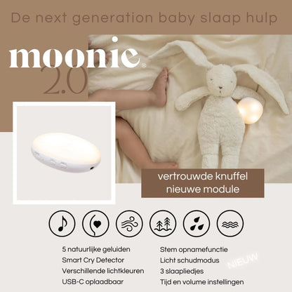 Kuschelhase mit Herzschlag & White Noise - The Humming Bunny 2.0 - Bio GOTS Baumwolle - Moonie