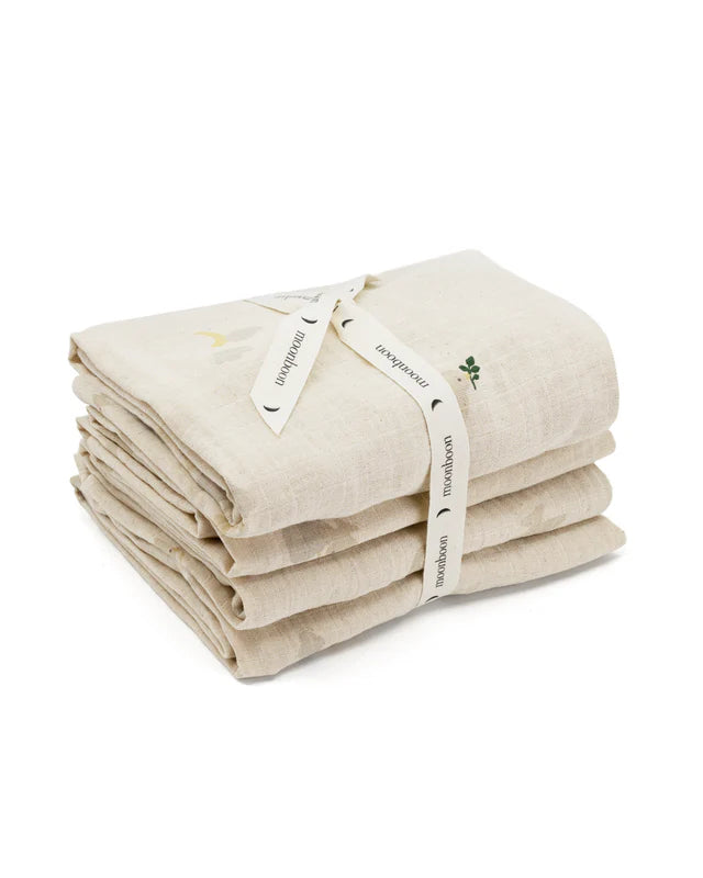 Hydrophile Tücher - Organic Muslins - 65x65cm - 4er-Pack - Bio-Baumwolle - Moonboon