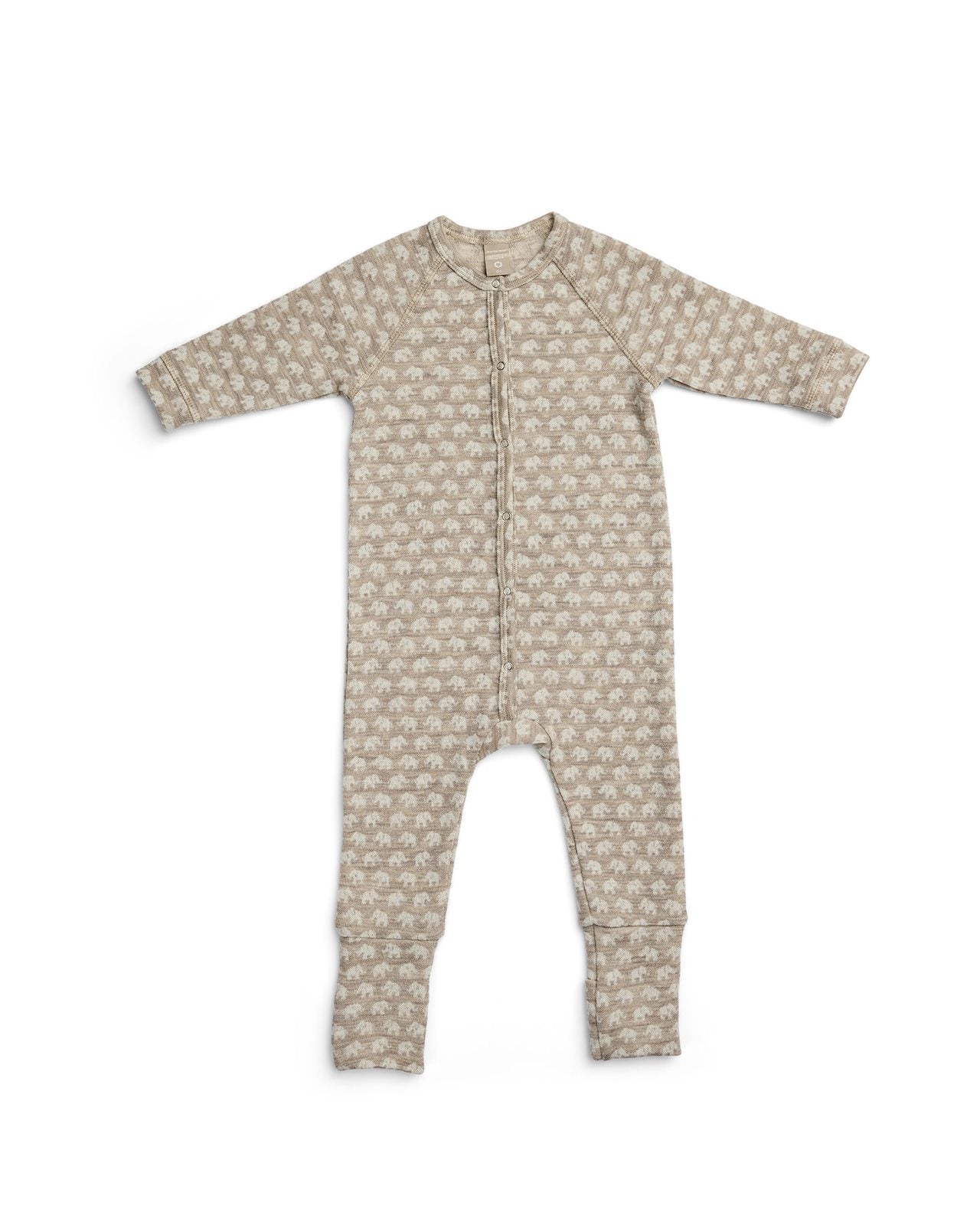 Pyjama / Baby Sleepsuit Elephants - Light Nature Elephants - 100% merino wool - SmallStuff