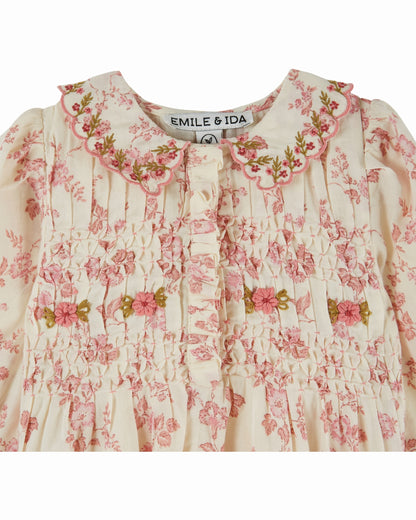 Romper Combibloomer Smockée Brodée – Rosalie – Biologisch katoen – Emile et Ida