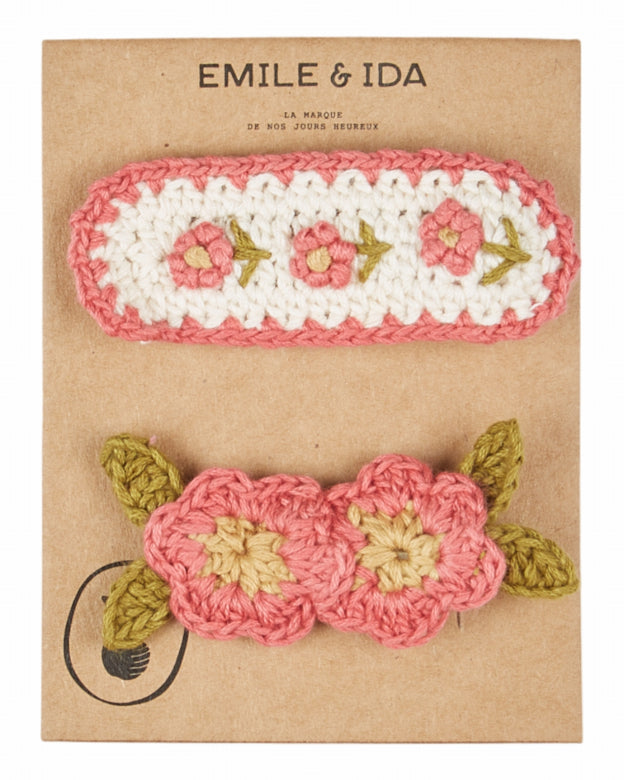 Gehaakte haarknipjes 2-pack - Rose - Emile et Ida - productfoto