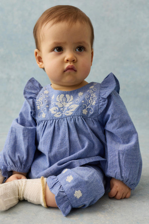 Top Bottom Mikani – Set Light Blue Denim – 100% Biologisch Katoen – Louise Misha
