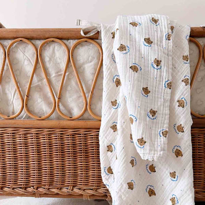 Hydrophiles Tuch Bianca - Teddy-/Bärchen-Print - Musselin Baumwolle - Rose in April
