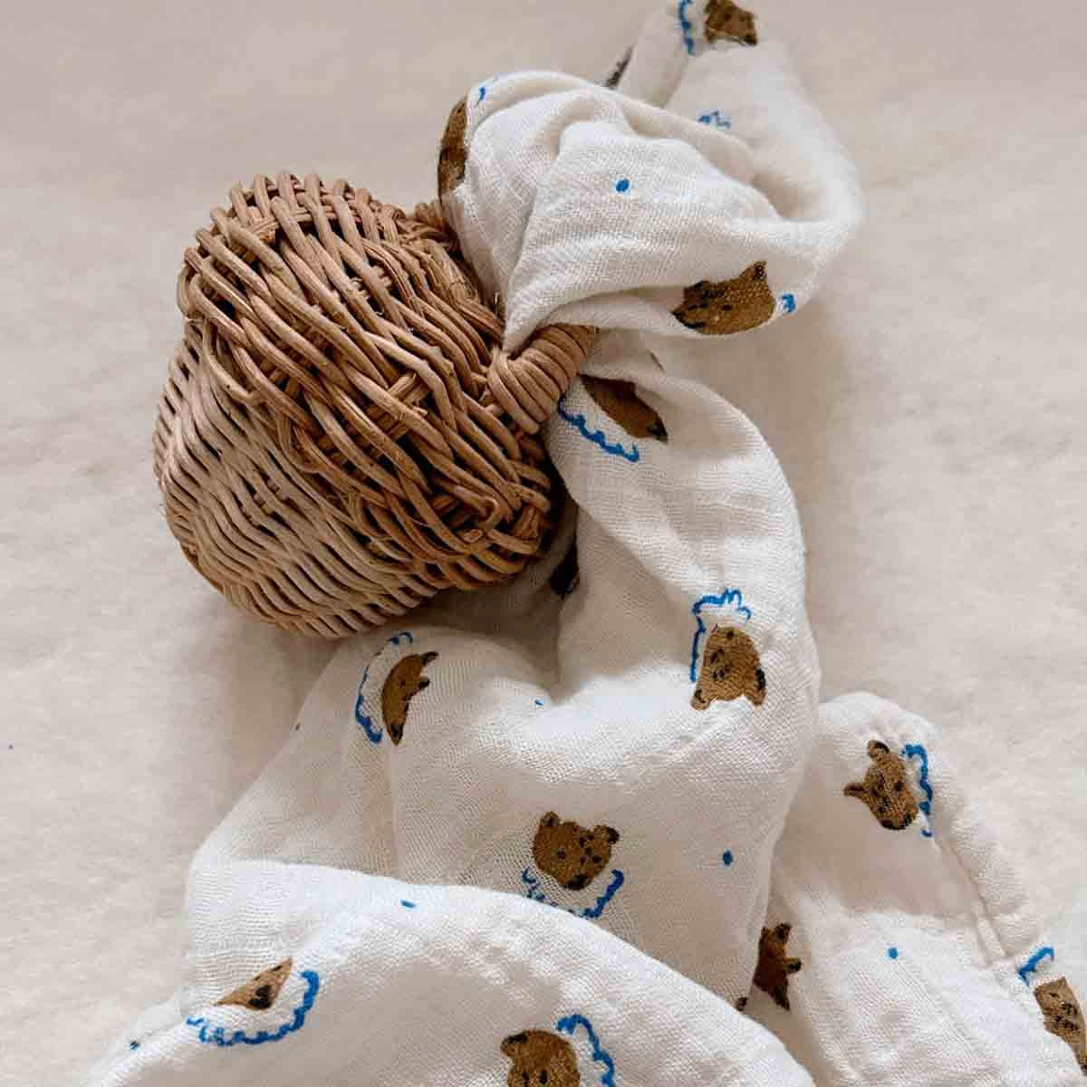 Hydrophiles Tuch Bianca - Teddy-/Bärchen-Print - Musselin Baumwolle - Rose in April