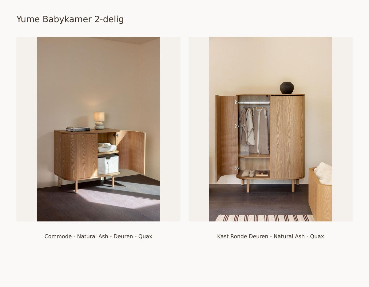 Quax Yume Babykamer 2-delig – Natural Ash – Commode deuren – Kledingkast ronde deuren: set met Commode - Natural Ash - Deuren - Quax, Kast Ronde Deuren - Natural Ash - Quax.