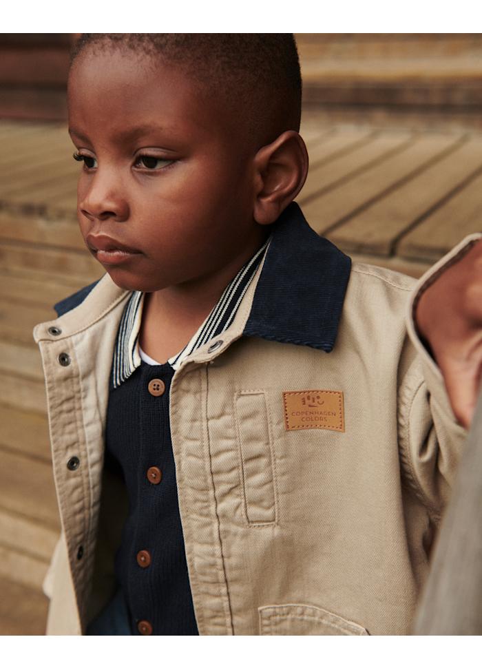 Twill jasje met corduroy kraag - 100% katoen - Beige - Copenhagen Colors