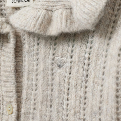 Gebreid vestje HennySK - Wolmix - Ecru melange - Sofie Schnoor close up