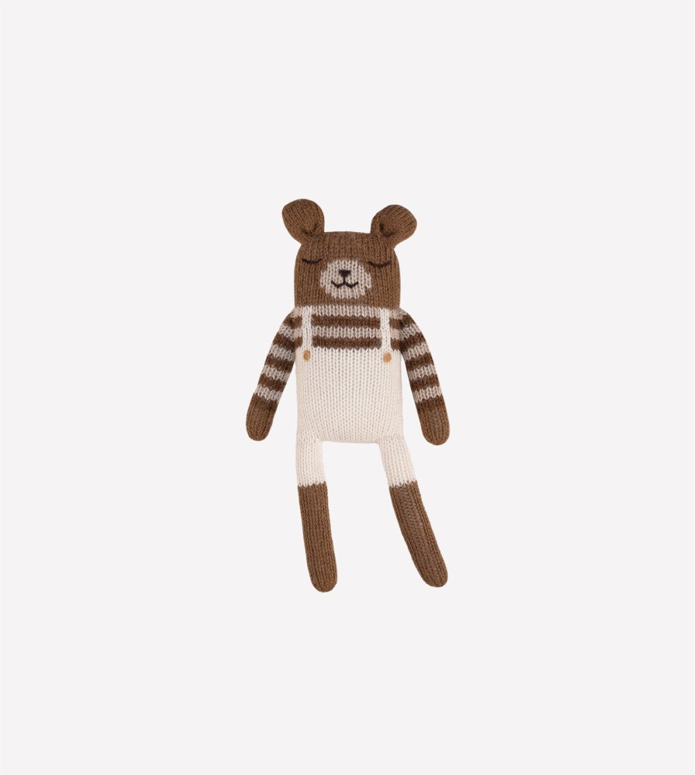 Gebreid knuffel beer/teddy - Ecru overalls  - Alpaca wol - Main Sauvage