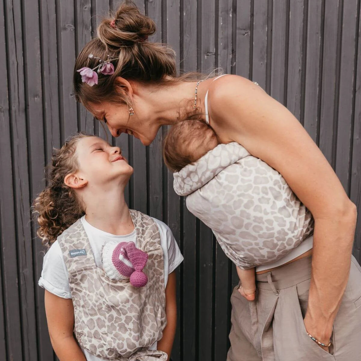 Ring-Sling Kigali – Écharpe de portage ringsling ergonomique à imprimé léopard – 100 % coton – Hoppediz