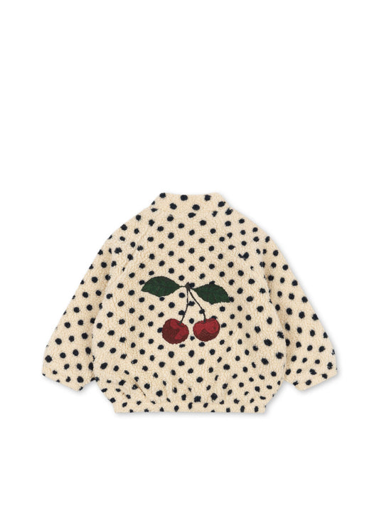 Teddy-Jacke - Jody Embroidery Teddy Jacket GRS - Polka dot/Cherry - Konges Sløjd