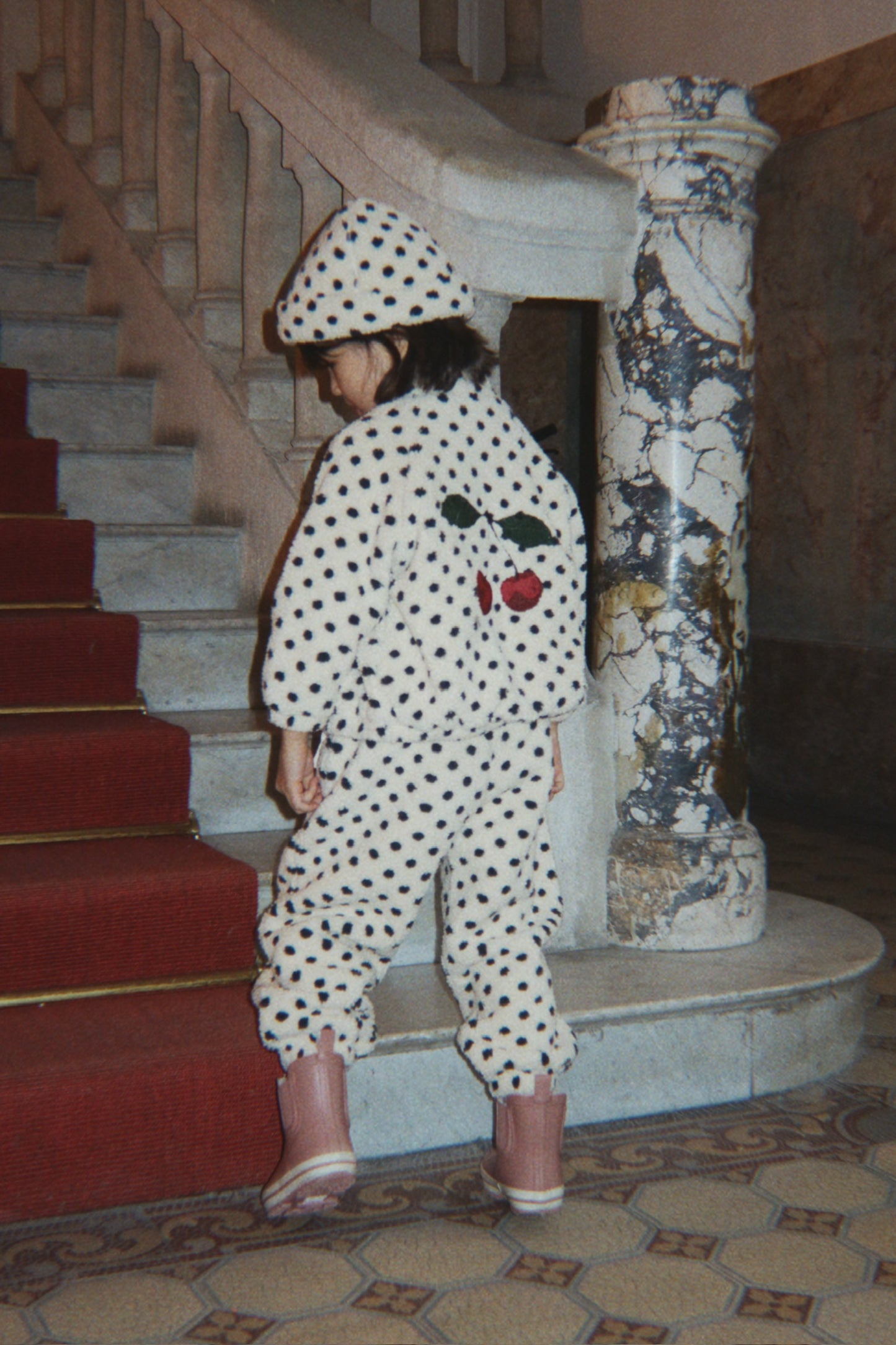 Teddy jas - Jody Embroidery Teddy Jacket GRS - Polka dot/Cherry - Konges Sløjd
