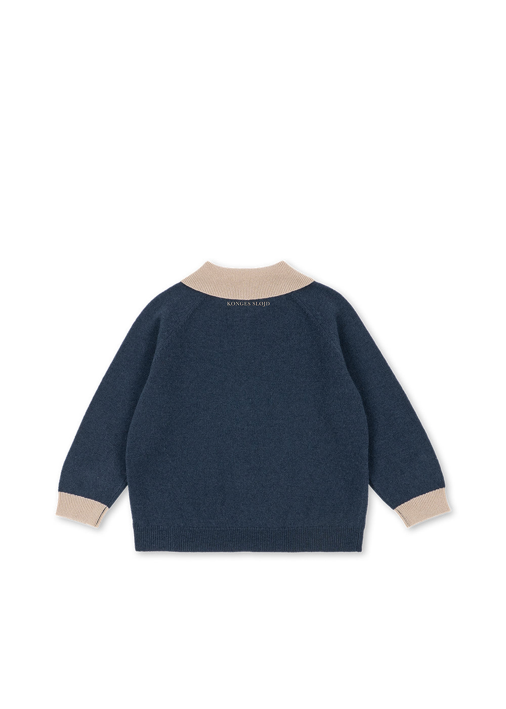Wollen polo Basi – Dark Blue Stripe – Konges Sløjd: achterkant van de donkerblauwe wollen polo.