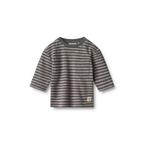 T-shirt met lange mouwen Ross - Dark Charcoal Stripe - Biologisch katoen - Wheat voor