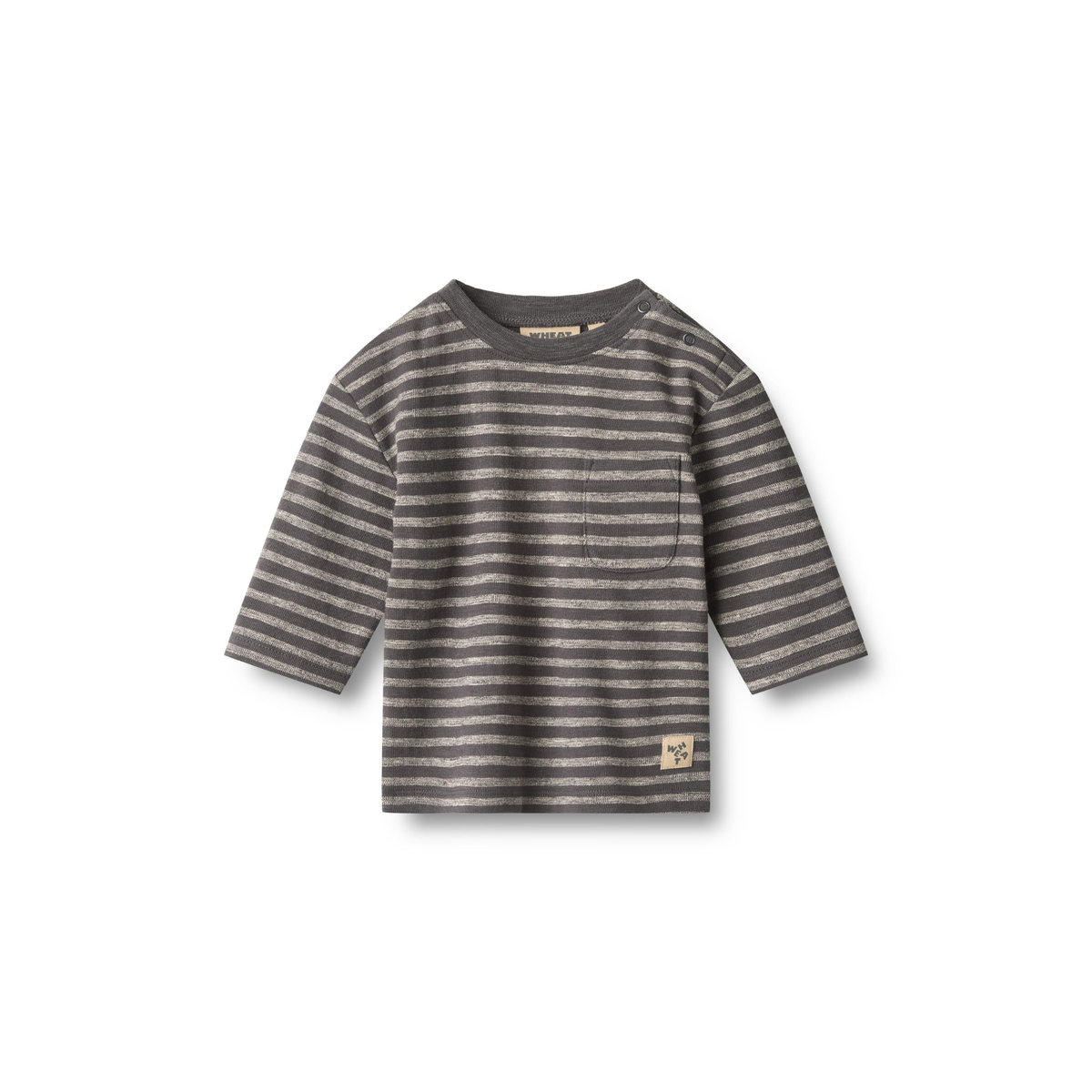 T-shirt met lange mouwen Ross - Dark Charcoal Stripe - Biologisch katoen - Wheat voor