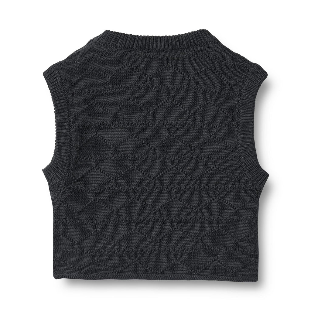 Spencer - Knit vest Bobby - Biologisch katoen - Navy - Wheat achterkant