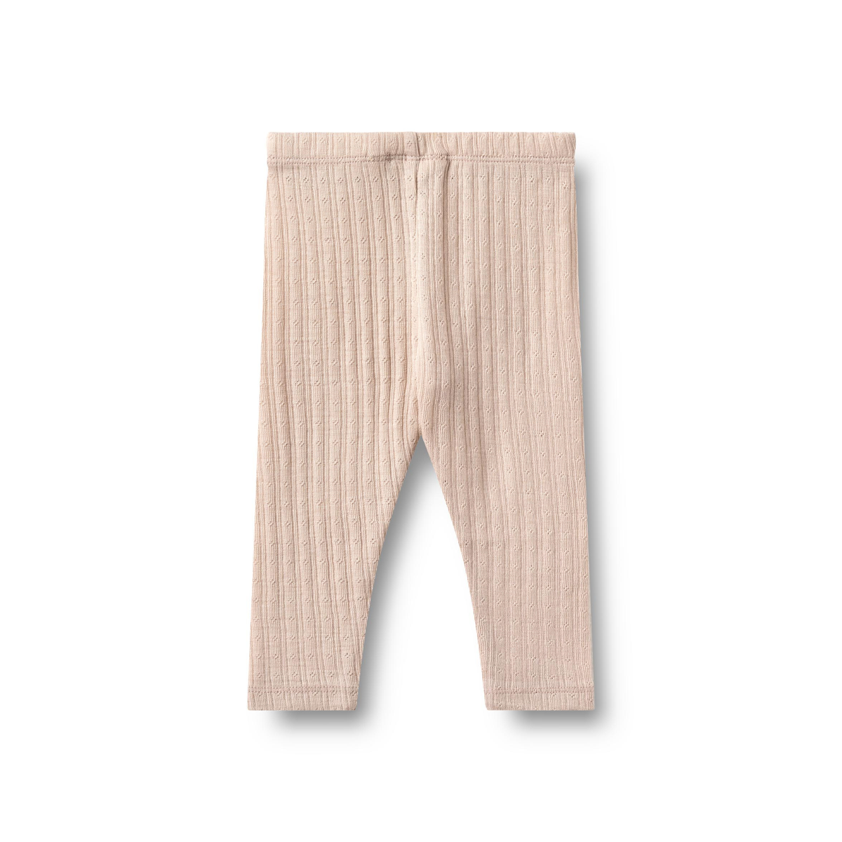 Wol/zijde baby legging - Pointelle Agi - Pale Lilac - Merino wol en zijde - Wheat achterkant