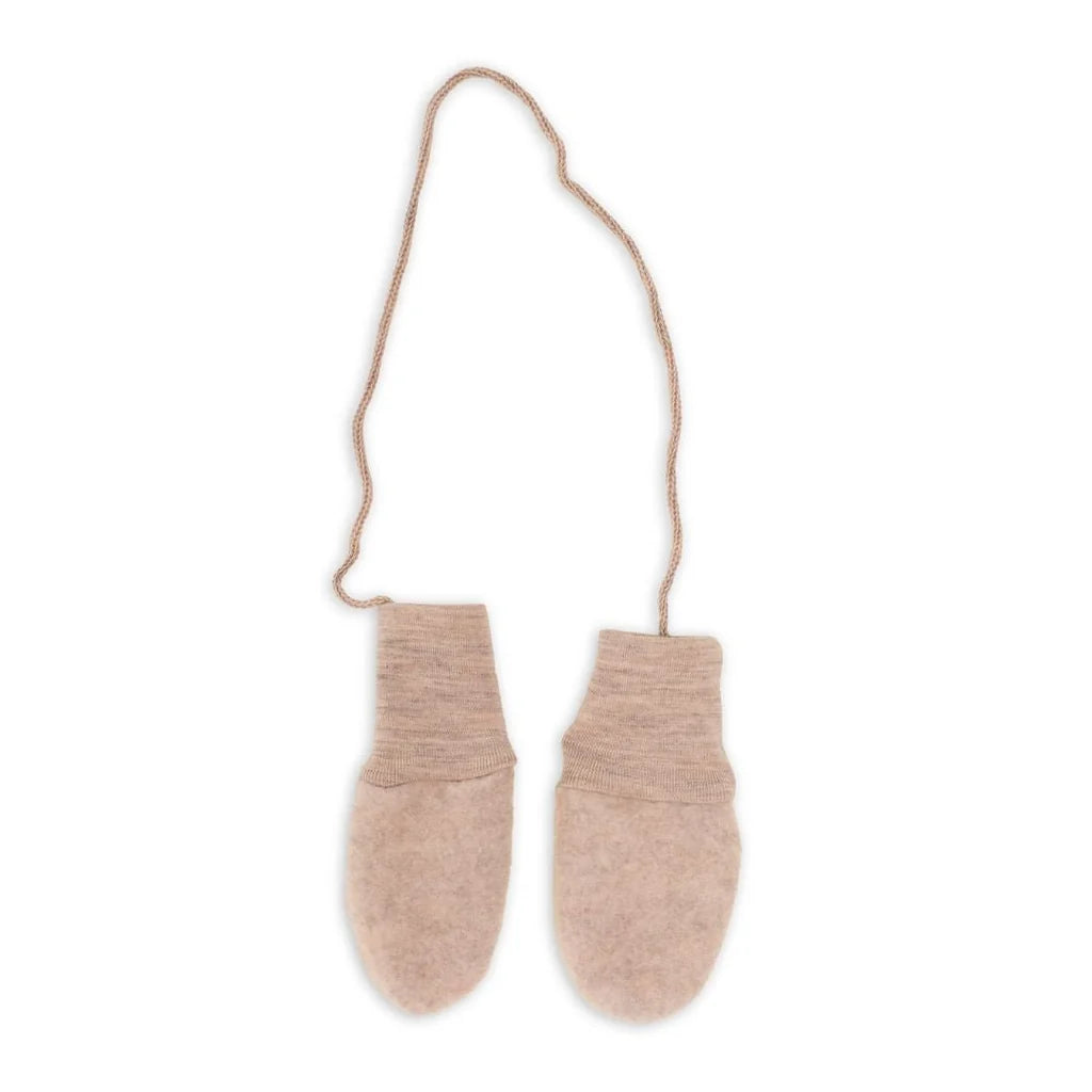 Mittens with string - Wool fleece - Cinnamon - Engel Natur