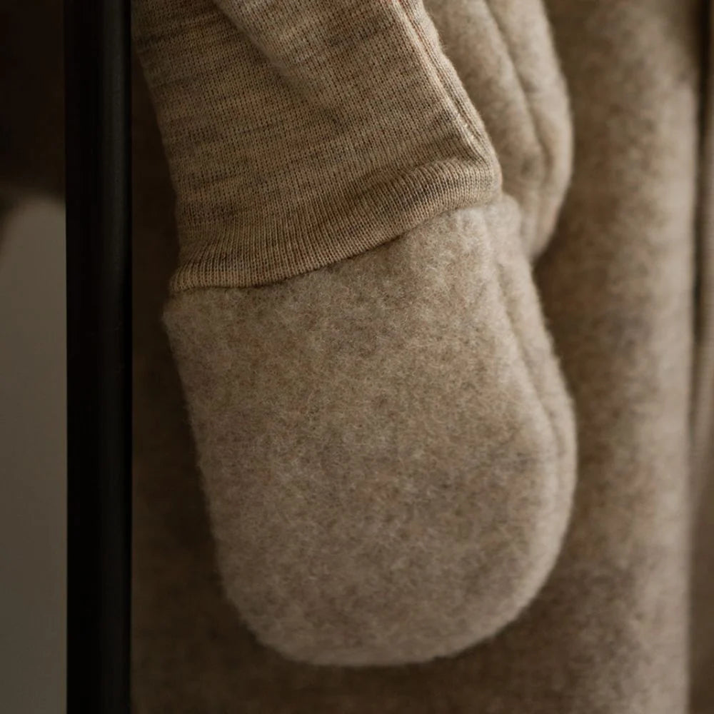 Mittens with string - Wool fleece - Cinnamon - Engel Natur